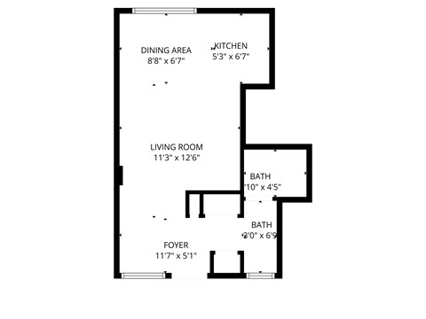 Floor plan for studio, 1 bath, 450 sqft